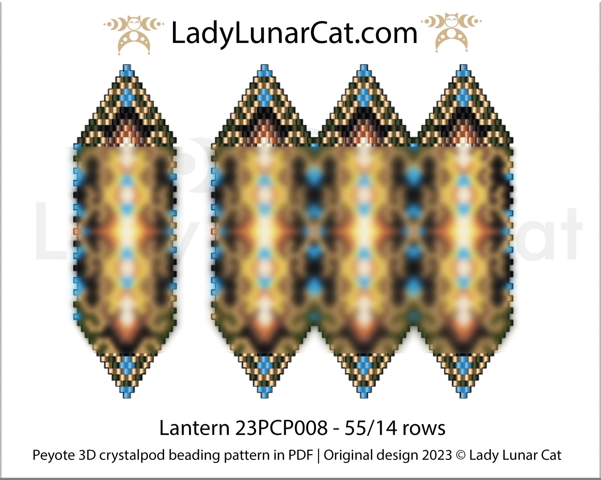 Peyote pod pattern or crystalpod pattern for beading Lantern 23PCP008 LadyLunarCat