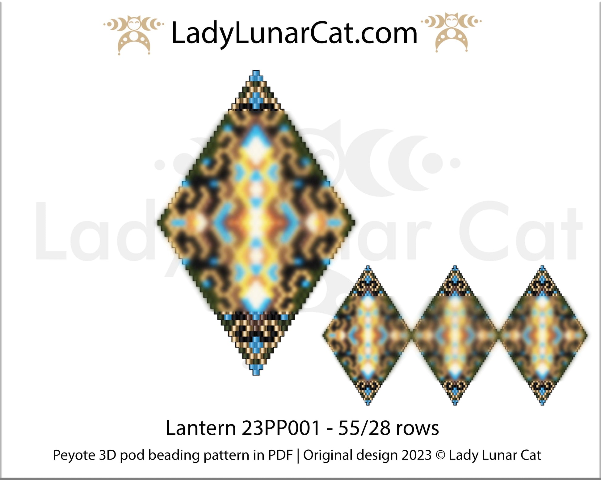 Copy of Peyote pod pattern or crystalpod pattern for beading Lantern 23PCP008 LadyLunarCat