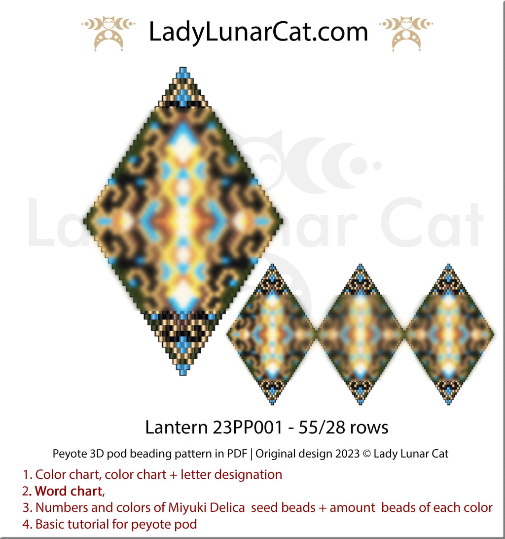 Copy of Peyote pod pattern or crystalpod pattern for beading Lantern 23PCP008 LadyLunarCat