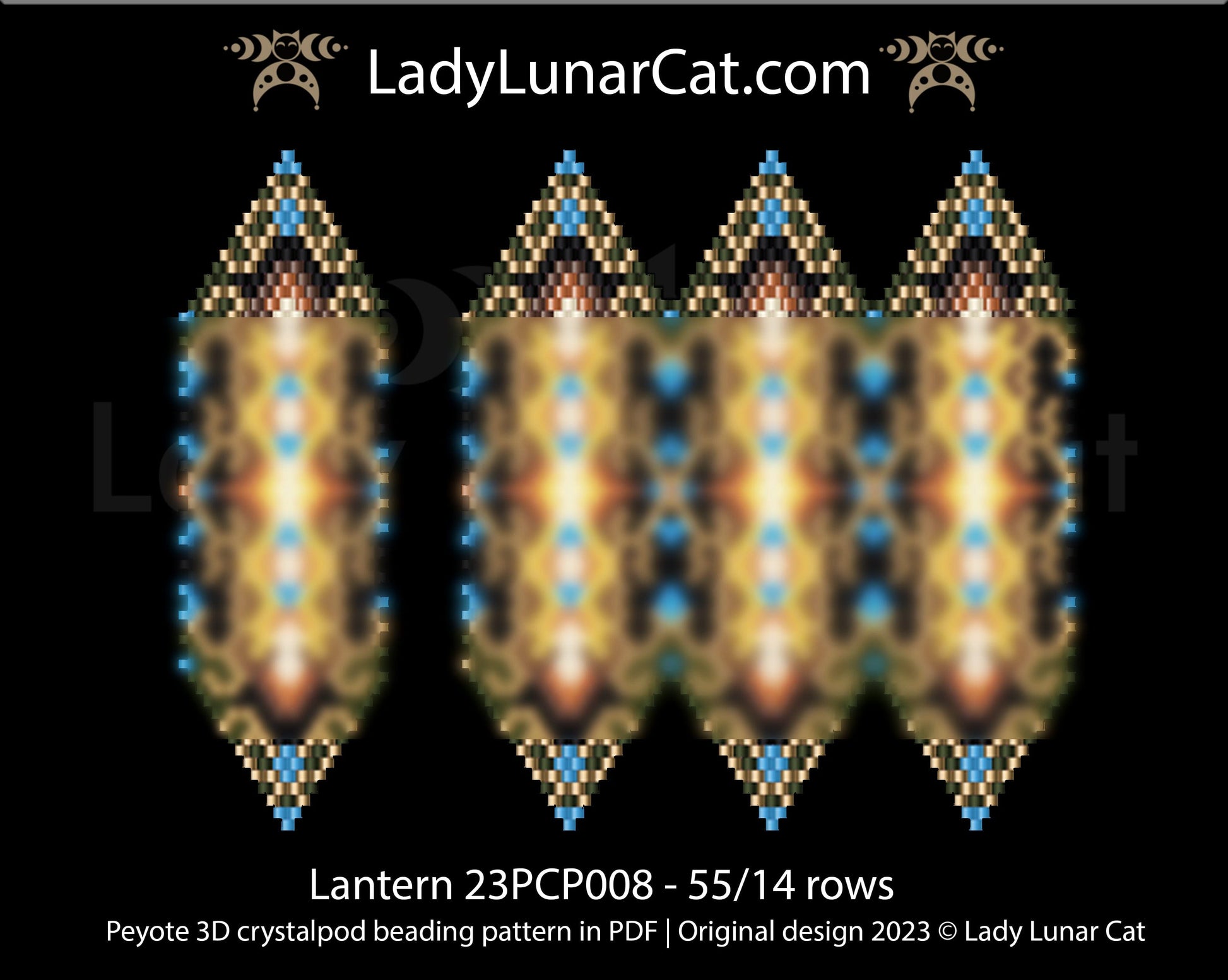 Peyote pod pattern or crystalpod pattern for beading Lantern 23PCP008 LadyLunarCat