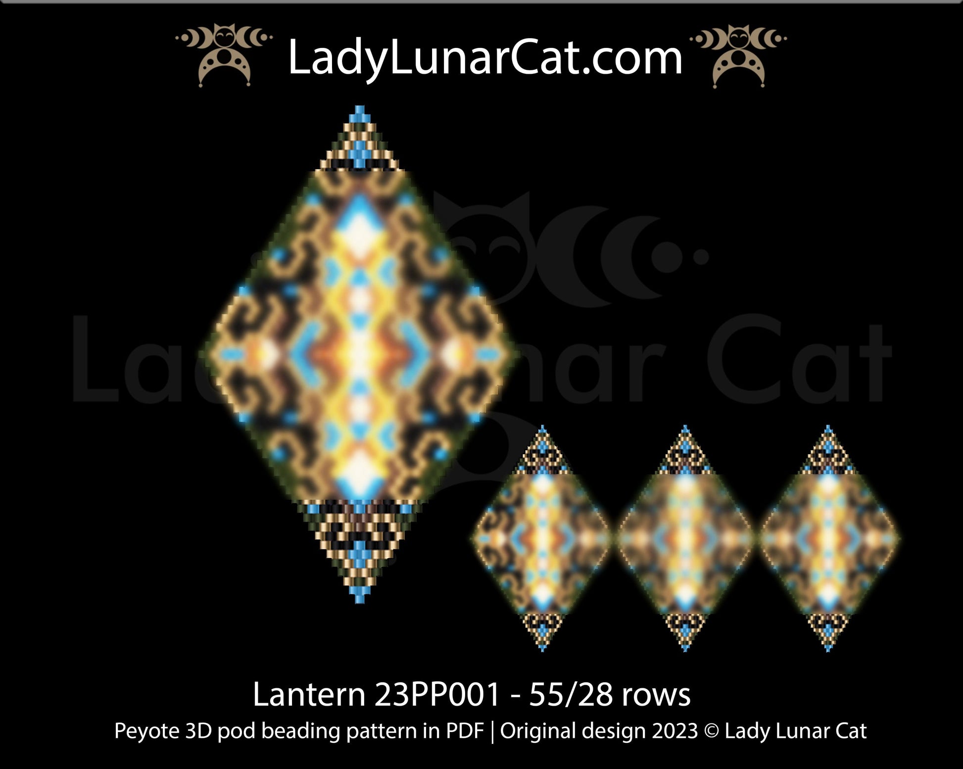 Copy of Peyote pod pattern or crystalpod pattern for beading Lantern 23PCP008 LadyLunarCat