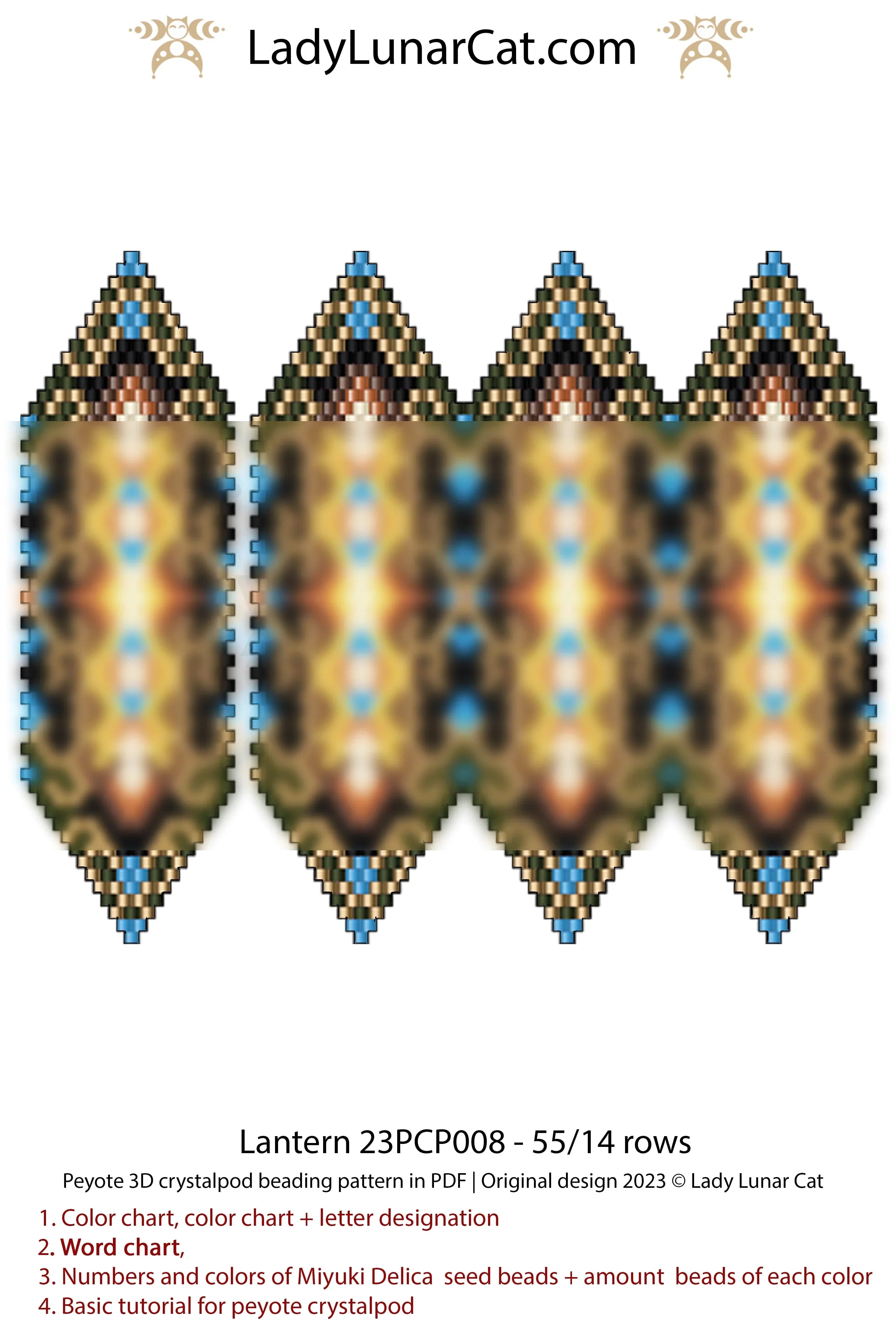 Lantern crystalpod beading pattern preview — 8 colors, 3 petal options included