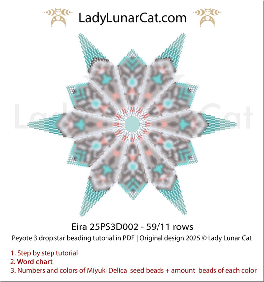 Elegant peyote 3 drop star pattern for beading - Beginner-Friendly tutorial (Copy) LadyLunarCat