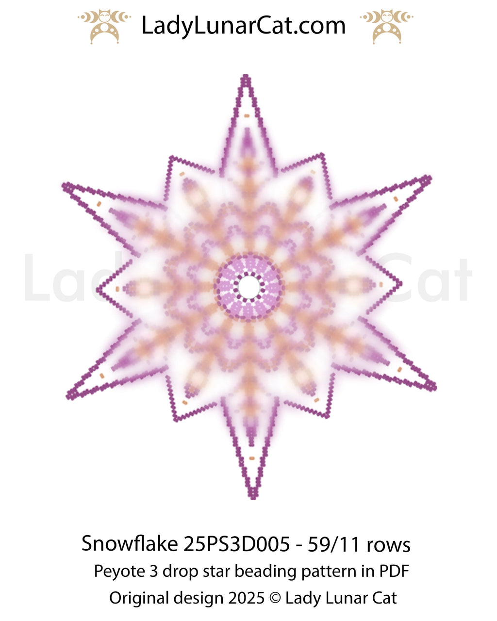 Snowflake peyote 3 drop star pattern for beading - Beginner-Friendly tutorial LadyLunarCat