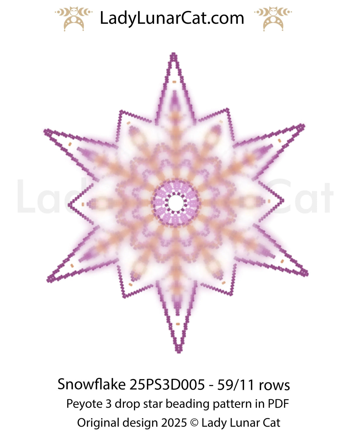 Snowflake beaded christmas ornament - peyote 3 drop star instant download LadyLunarCat