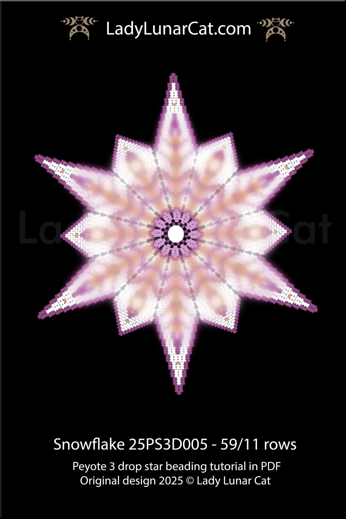 Snowflake seed bead star pattern - word chart and tutorial included PDF LadyLunarCat