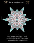 Eira cat beaded star pattern - peyote 3 drop smoky grey cat turquoise eyes beginner PDF LadyLunarCat