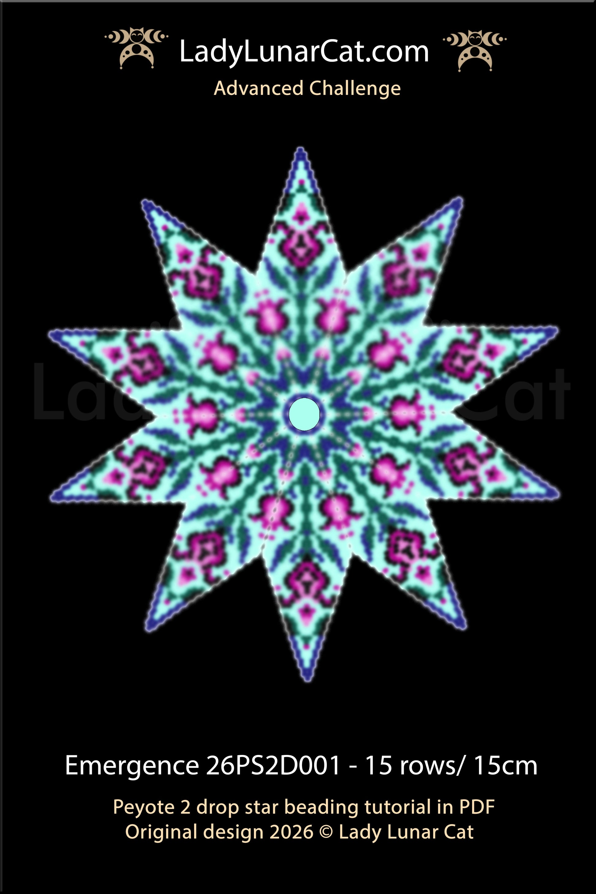 Hearts basic peyote 2 drop star pattern for beading - Beginner-Friendly tutorial (Copy) LadyLunarCat