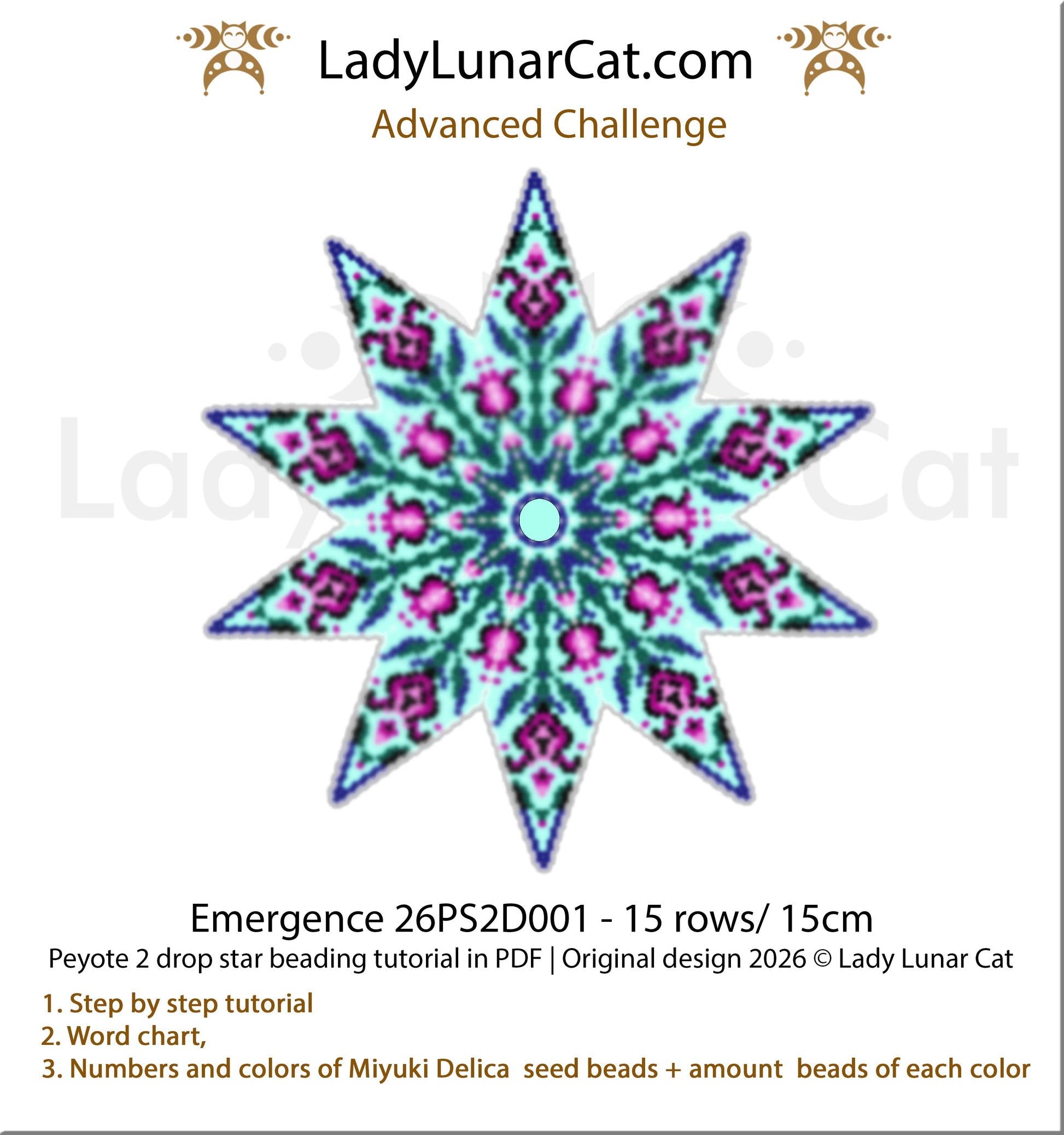 Hearts basic peyote 2 drop star pattern for beading - Beginner-Friendly tutorial (Copy) LadyLunarCat