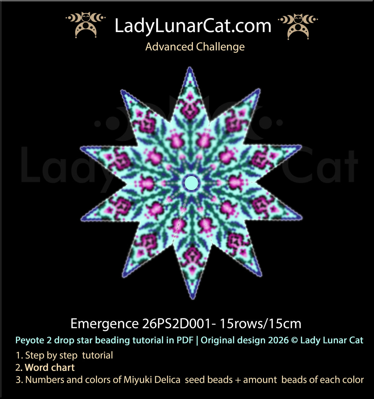 Hearts basic peyote 2 drop star pattern for beading - Beginner-Friendly tutorial (Copy) LadyLunarCat