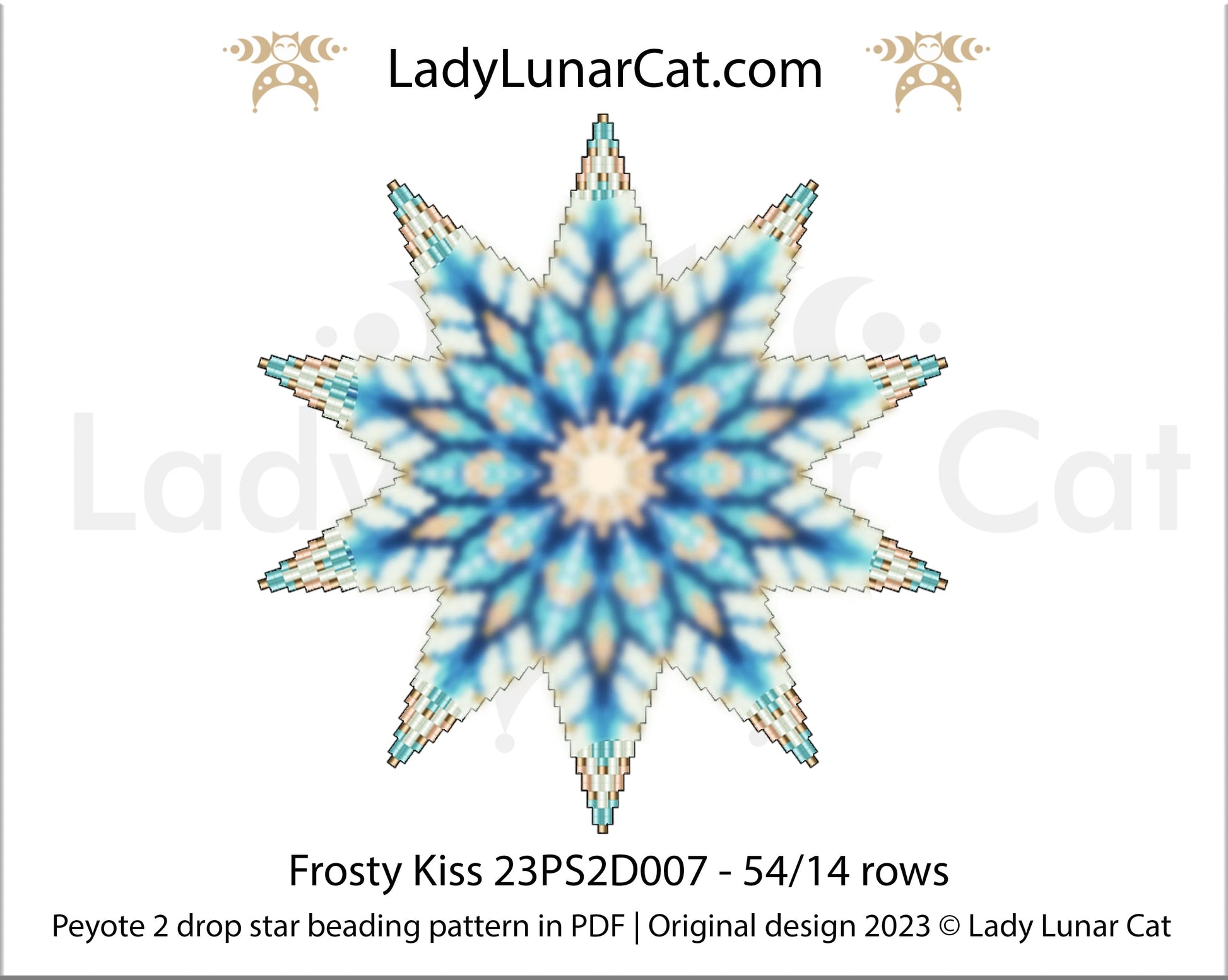 Copy of Peyote 2 drop star pattern for beading - Moonlight flowers 23PS2D001 14 rows + Basic star 2 drop LadyLunarCat