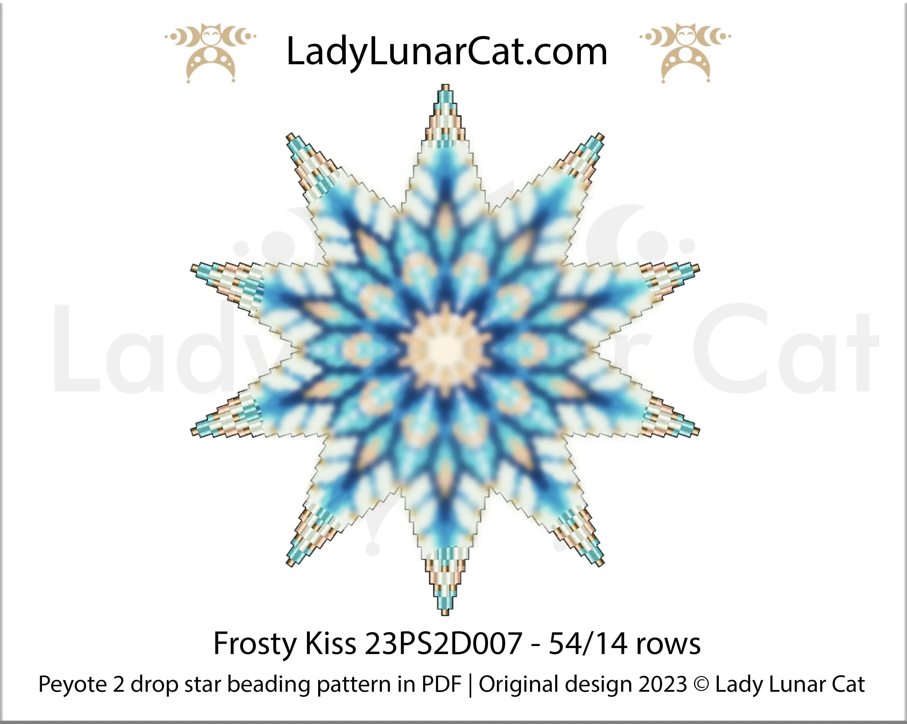 Frosty Kiss beaded star detail - winter snowflake inspired peyote 2 drop LadyLunarCat