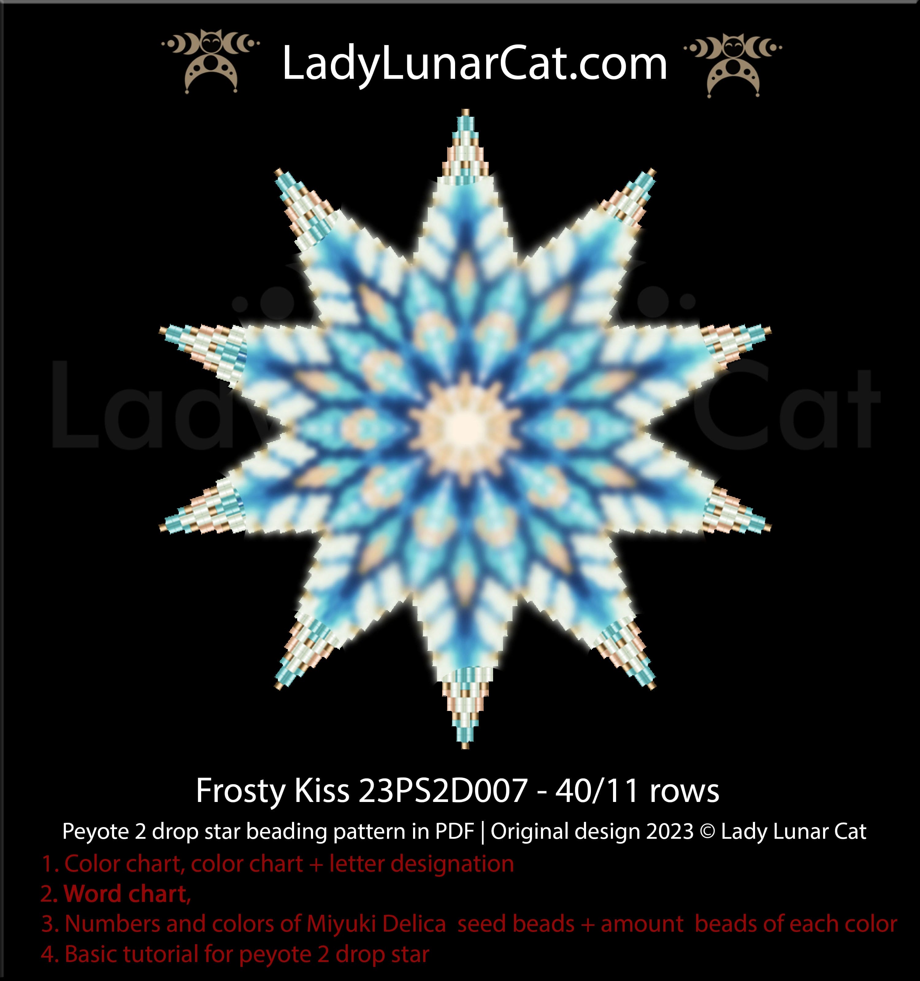 Peyote 2 drop star patterns set - Frosty Kiss 23PS2D007 by