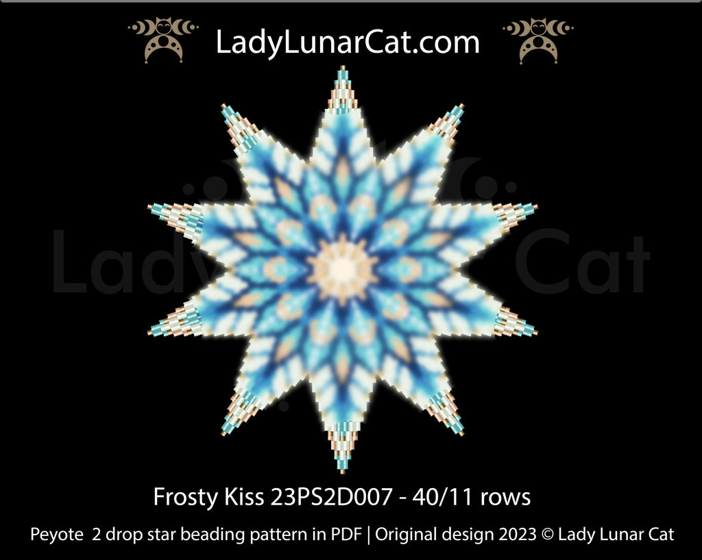 Copy of Peyote 2 drop star pattern for beading - Moonlight flowers 23PS2D001 14 rows + Basic star 2 drop LadyLunarCat