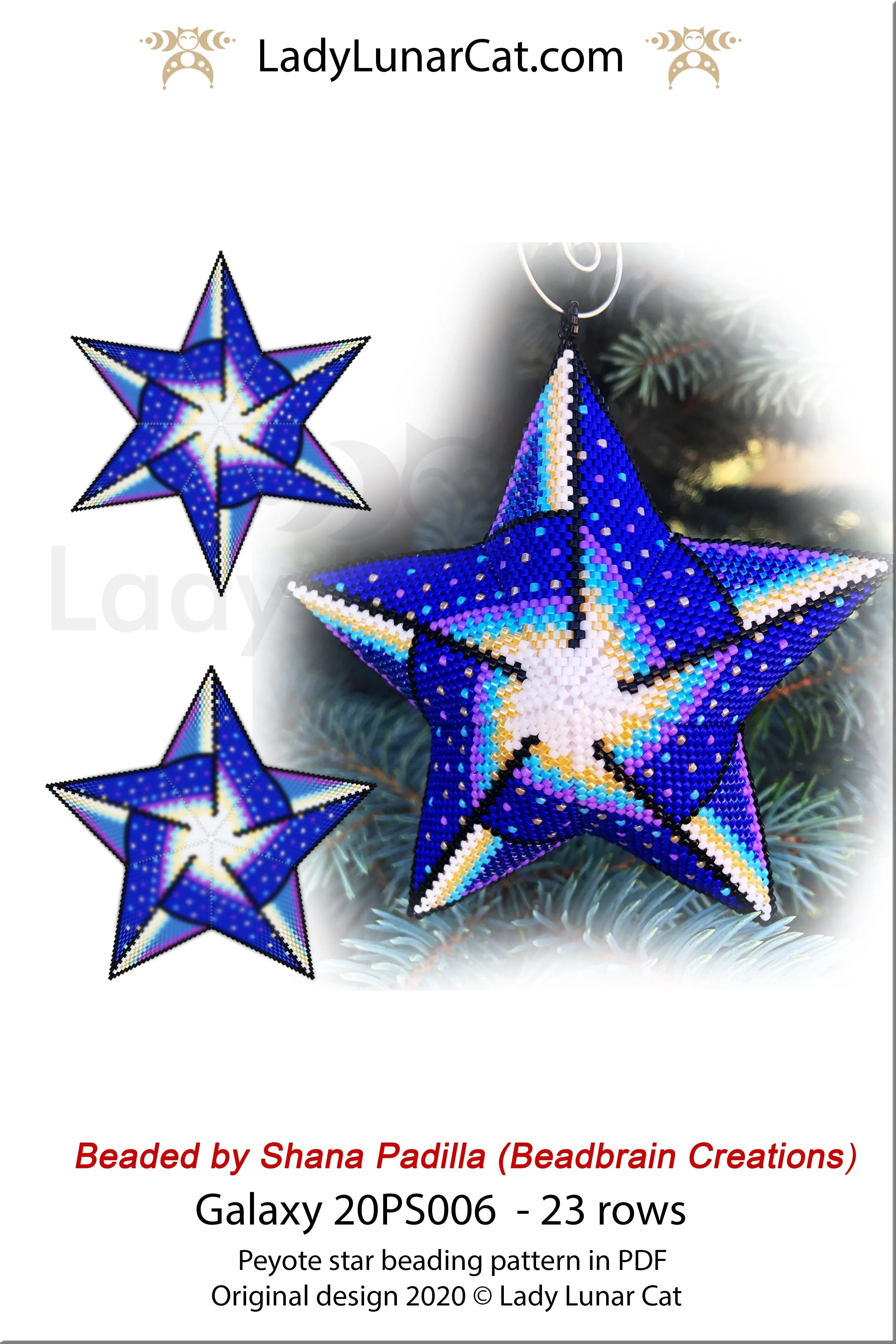 Galaxy peyote star detail - 7 colors cosmic swirl close up 17 pages LadyLunarCat