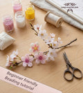 Sakura cherry blossom peyote earring tutorial - spring pink beginner PDF LadyLunarCat