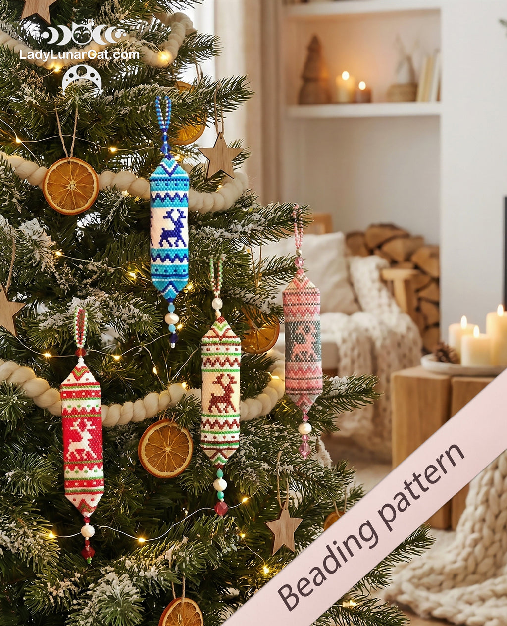 3d peyote pod pattern or crystalpod pattern for beading Deer 20PCP005 LadyLunarCat