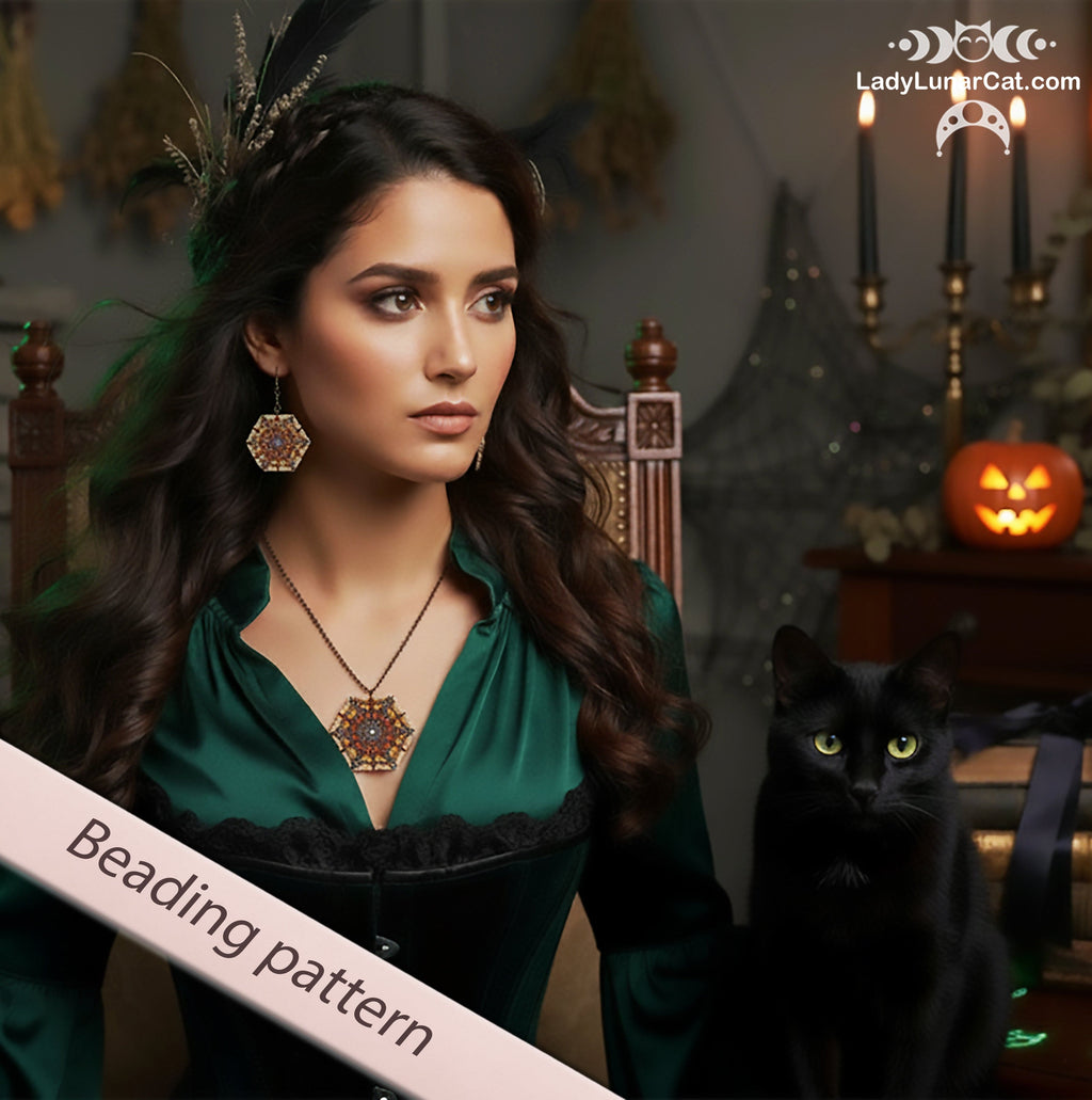 Hexagon Peyote Stitch Tutorial - Spiderweb Beading Pattern LadyLunarCat