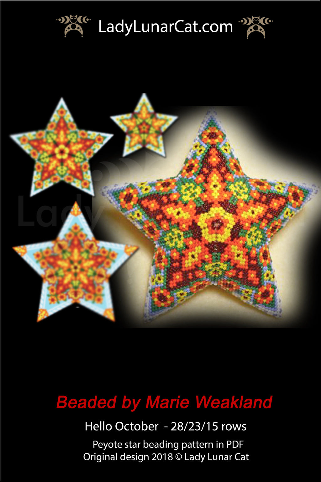 Peyote star patterns for beading  Autumn Hello October 2018 LadyLunarCat