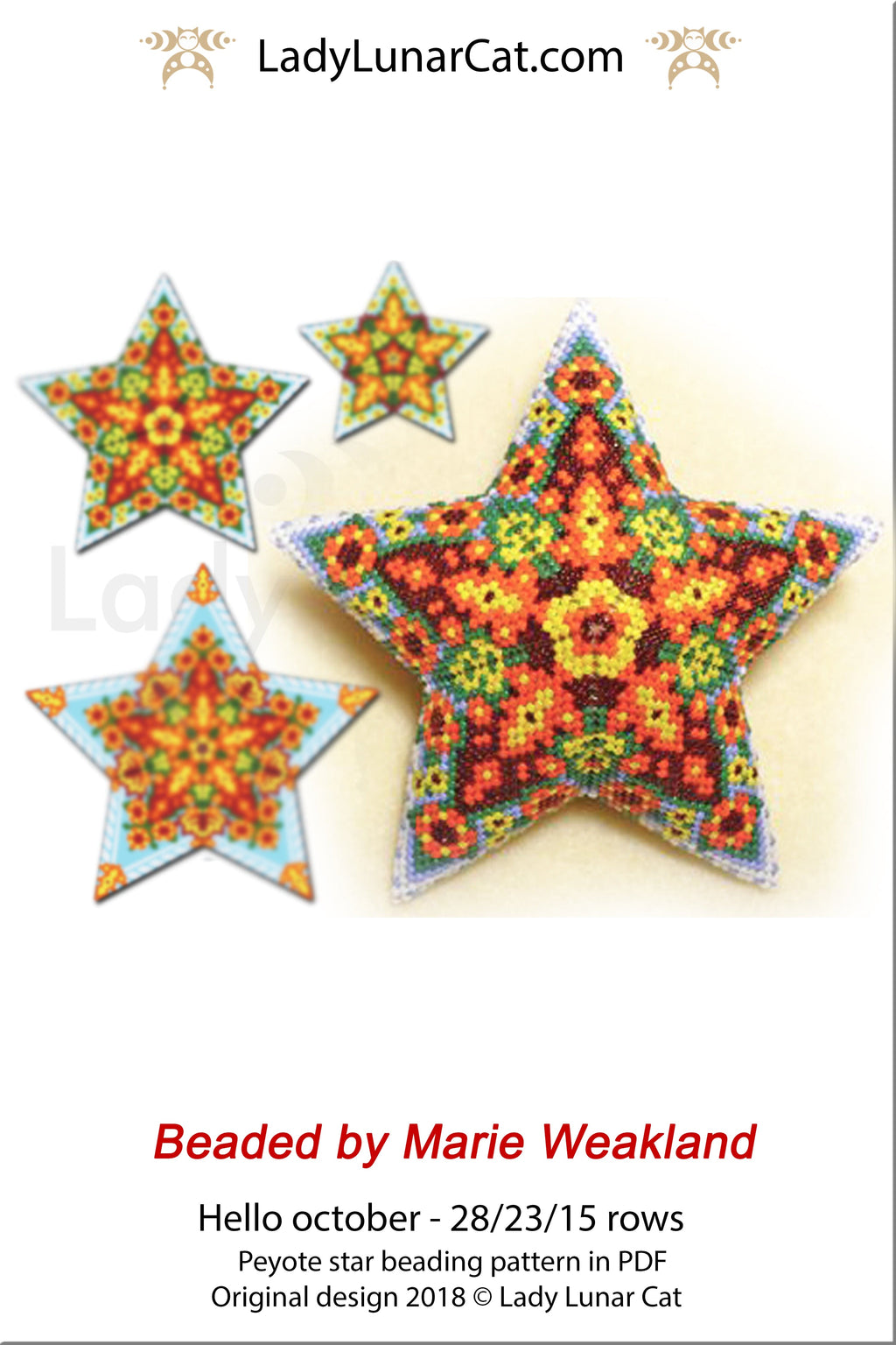Peyote star patterns for beading  Autumn Hello October 2018 LadyLunarCat