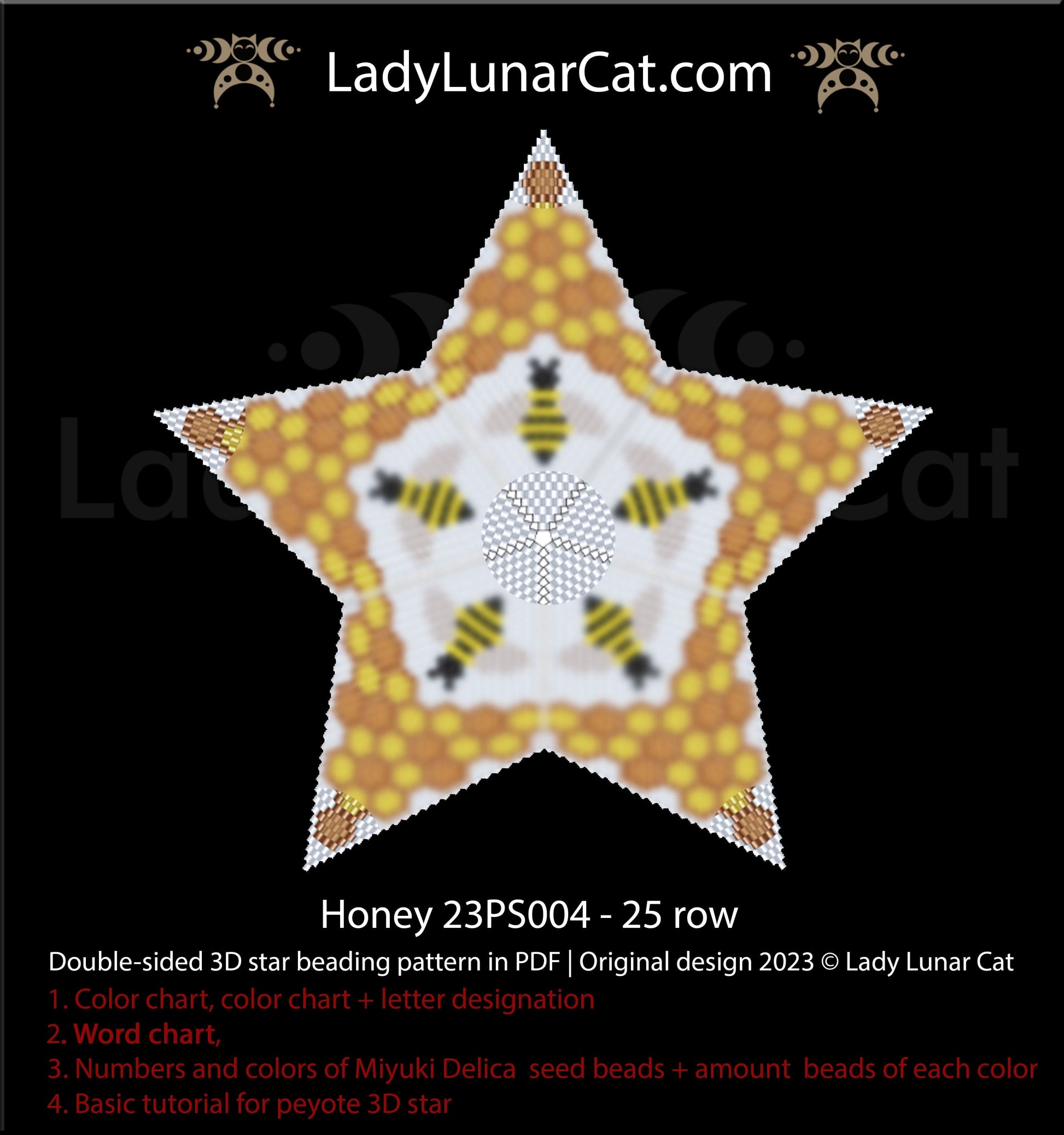 Copy of Peyote star pattern for beading - Summer 23PS00314 rows LadyLunarCat