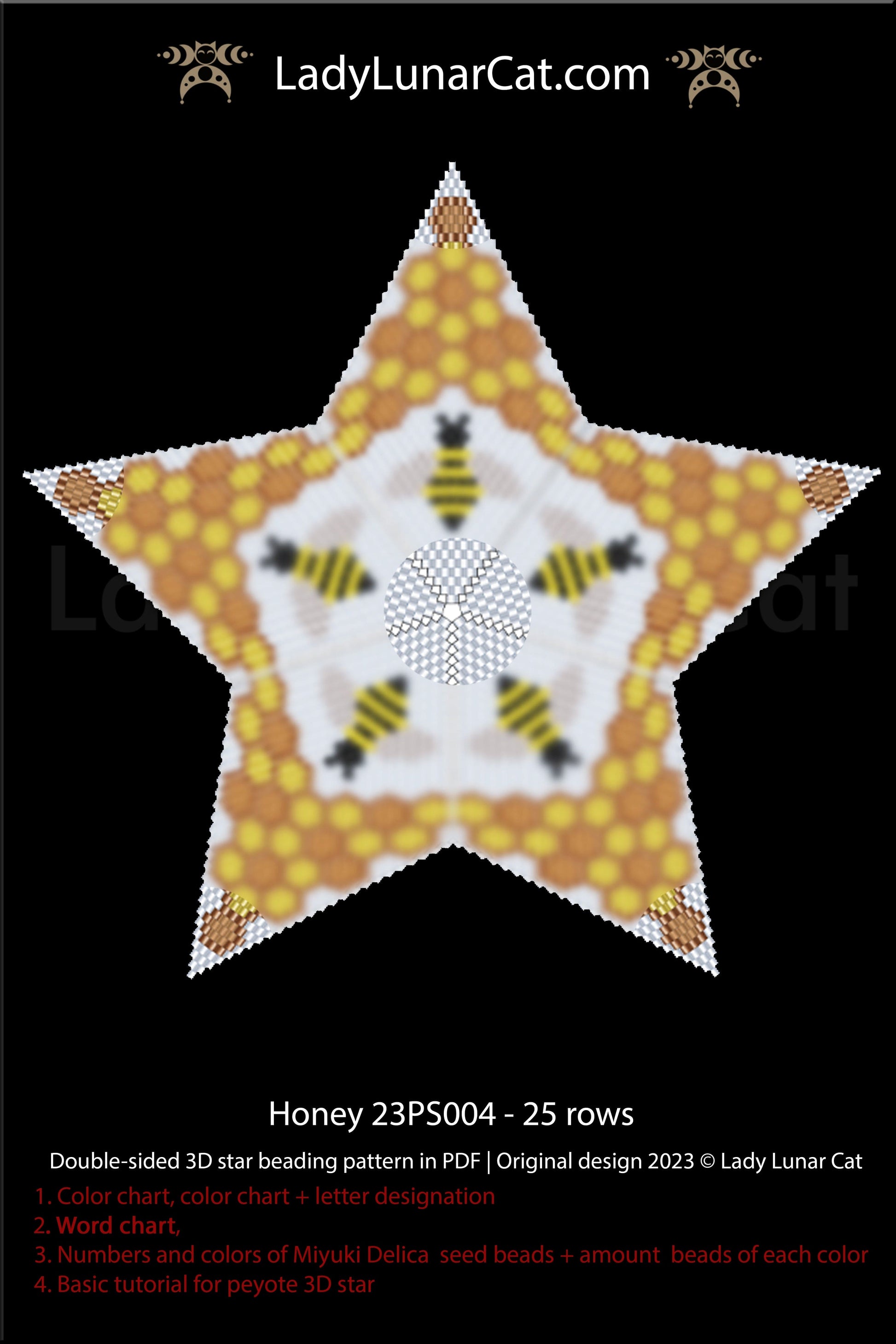 Copy of Peyote star pattern for beading - Summer 23PS00314 rows LadyLunarCat