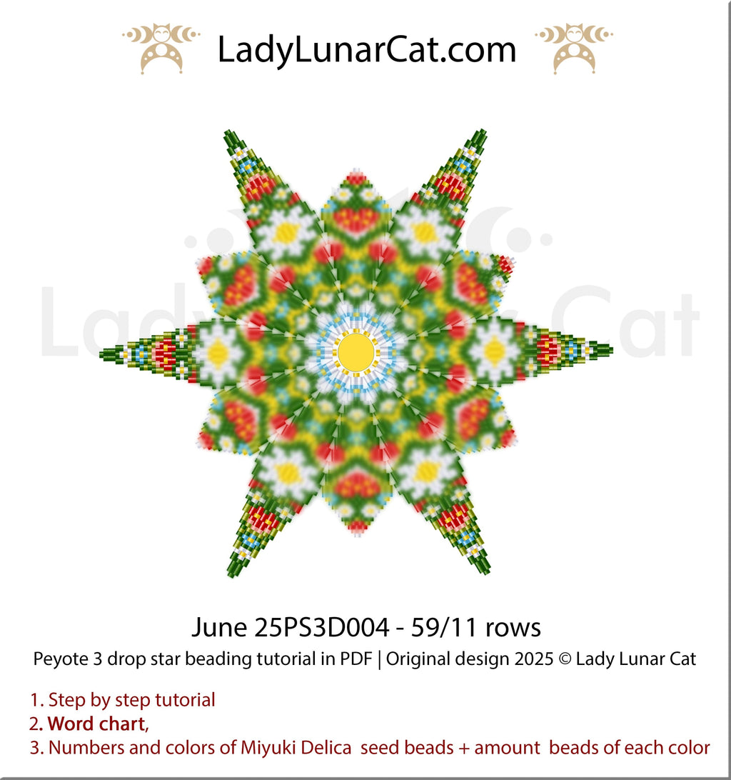 Elegant peyote 3 drop star pattern for beading - Beginner-Friendly tutorial (Copy) LadyLunarCat