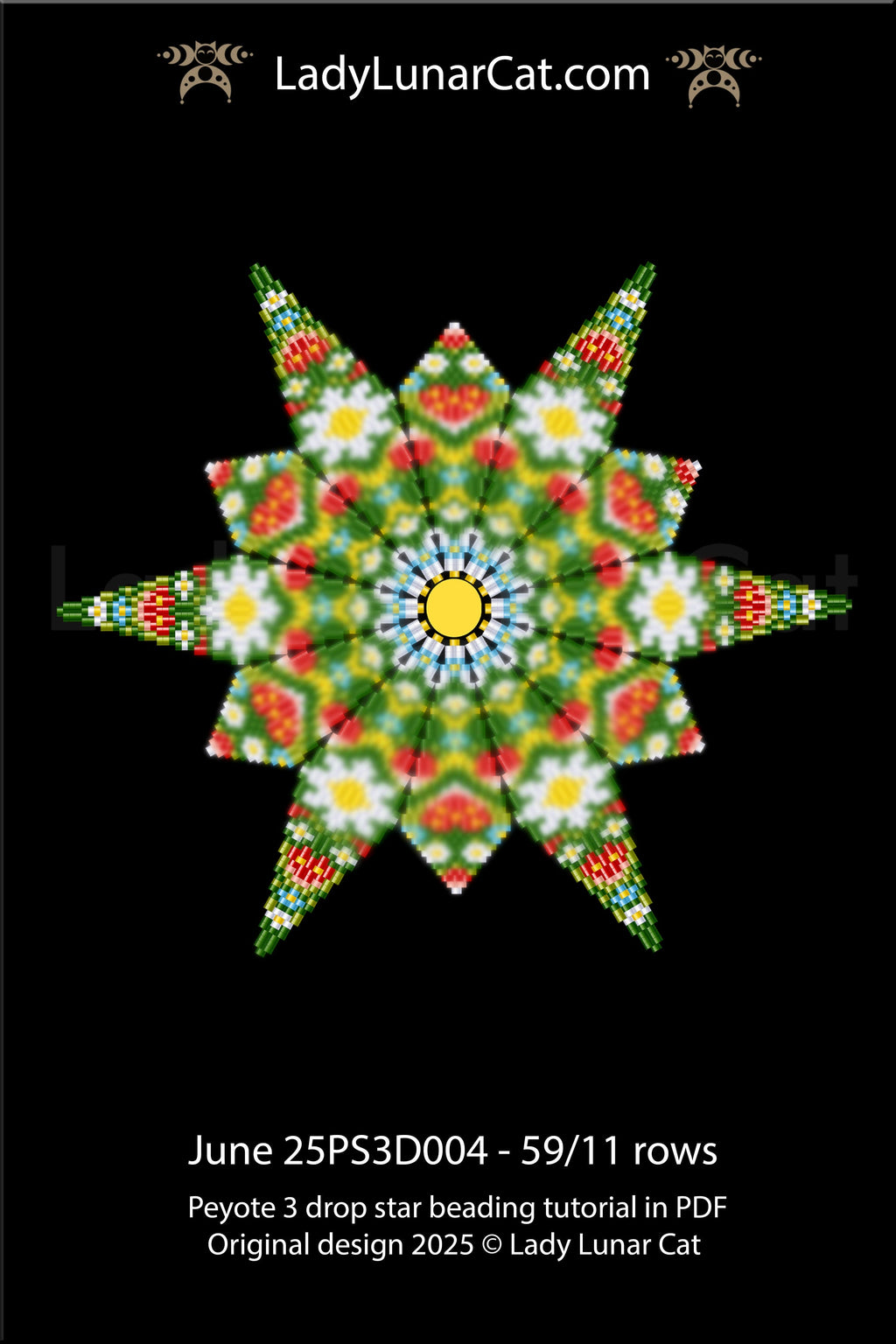 Elegant peyote 3 drop star pattern for beading - Beginner-Friendly tutorial (Copy) LadyLunarCat
