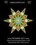 June beaded star pattern - peyote 3 drop strawberry daisy forget-me-not beginner PDF LadyLunarCat