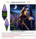 Lupine brick stitch earring pattern - floral fringe beaded earrings beginner PDF LadyLunarCat