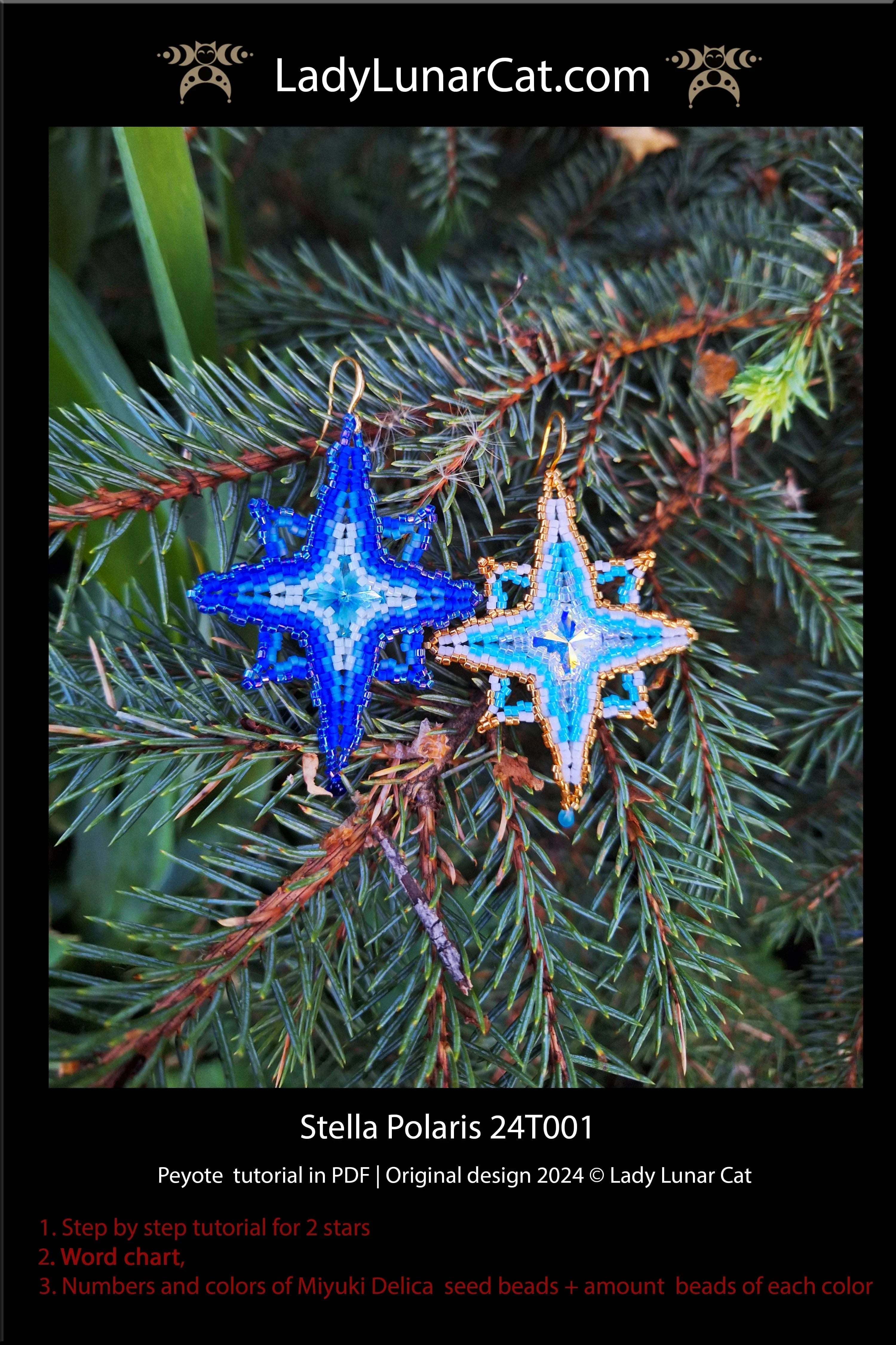 Stella Polaris beaded earring lifestyle - celestial star jewelry worn LadyLunarCat