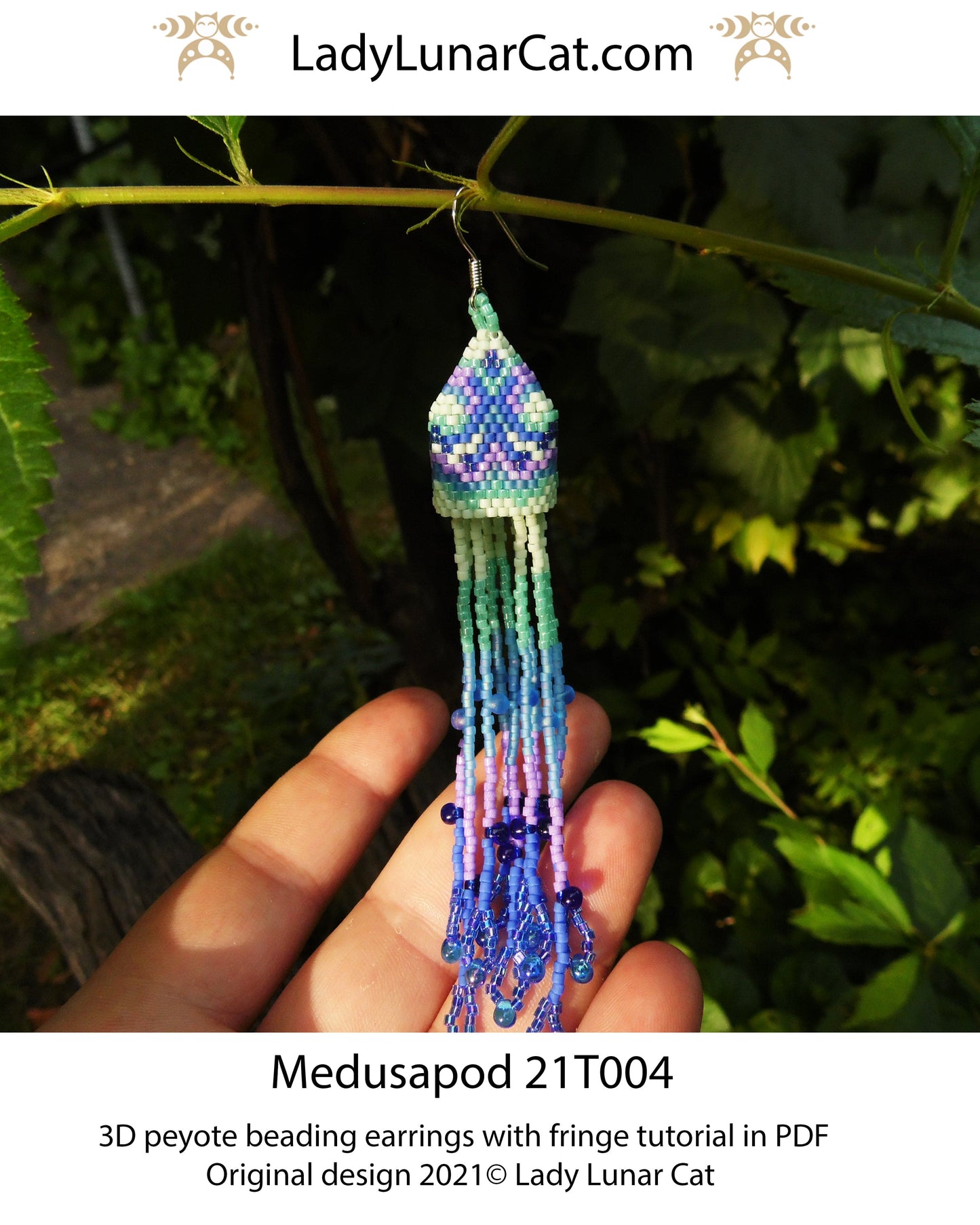 Detailed Instruction for 3D Fringe Peyote Earrings: Medusa Beading Tutorial LadyLunarCat