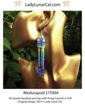 Medusa peyote 3D pod earrings - 20 beads 3 petals 6 colors 11 cm fringe PDF LadyLunarCat