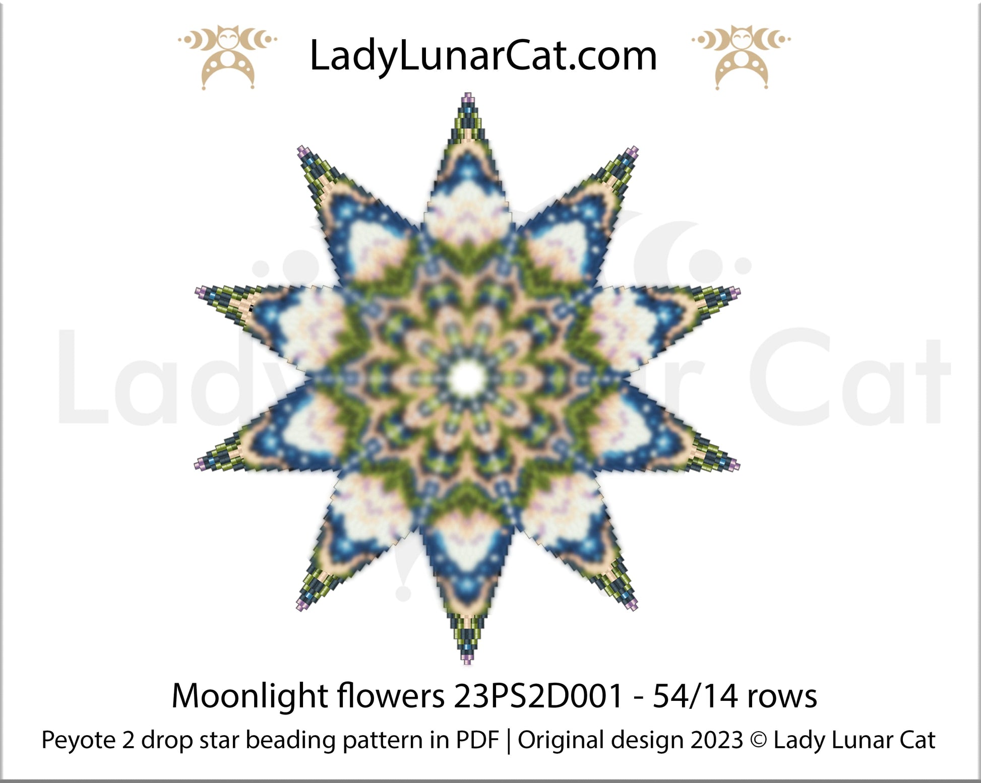 Copy of Peyote star pattern for beading - August awakening 23PS006 20 rows LadyLunarCat