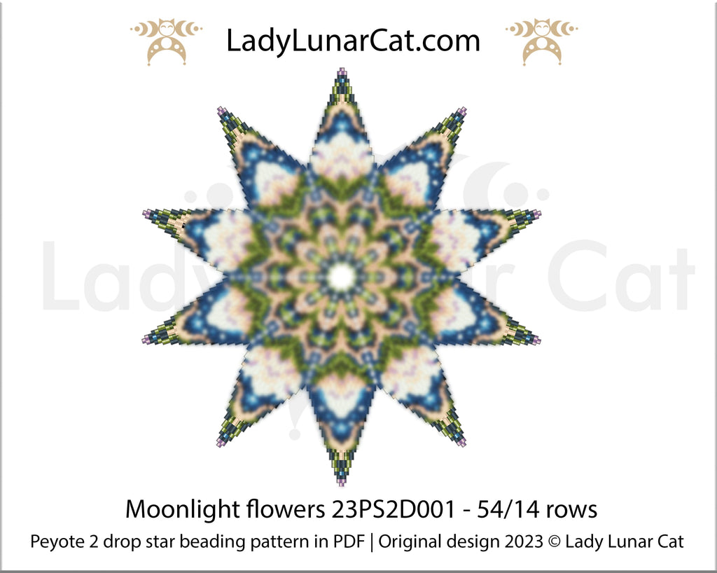 Copy of Peyote star pattern for beading - August awakening 23PS006 20 rows LadyLunarCat