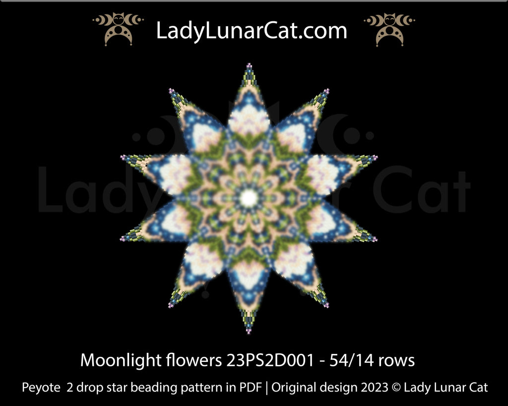 Copy of Peyote star pattern for beading - August awakening 23PS006 20 rows LadyLunarCat