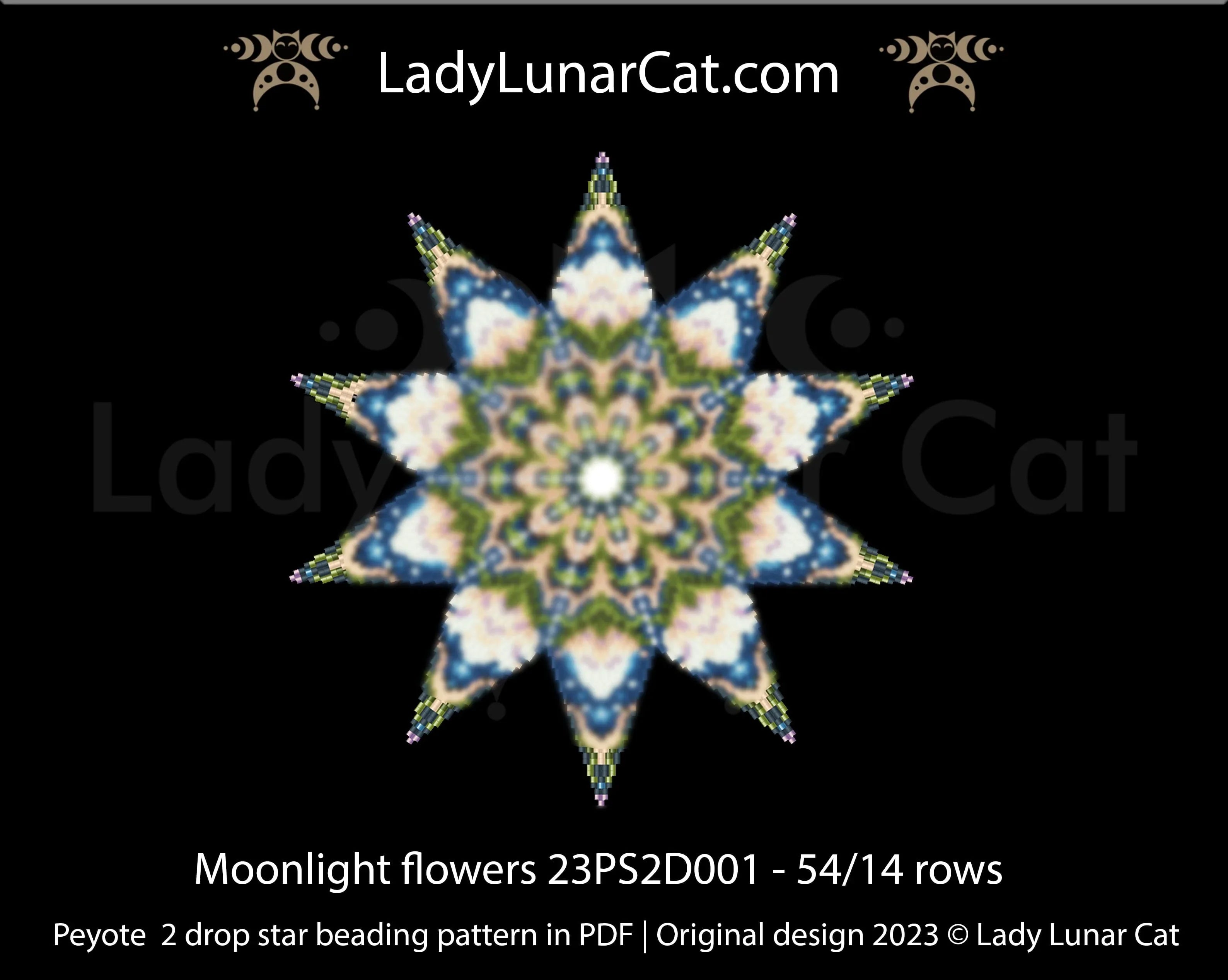 Moonlight flowers celestial beading pattern witchy cottagecore