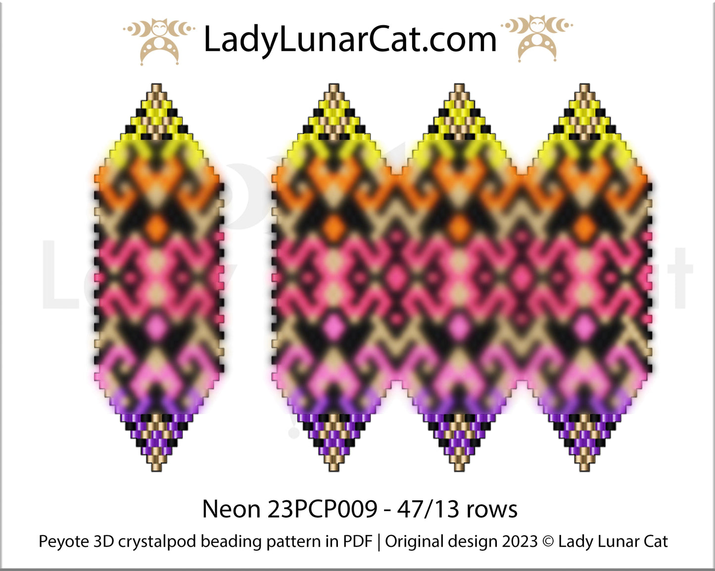 Peyote pod pattern or crystalpod pattern for beading LadyLunarCat