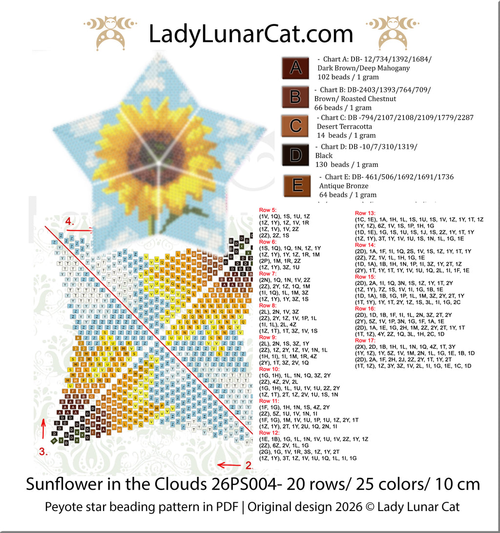 Velvet Nightfall 3D Peyote Star Beading Pattern PDF (Copy) LadyLunarCat
