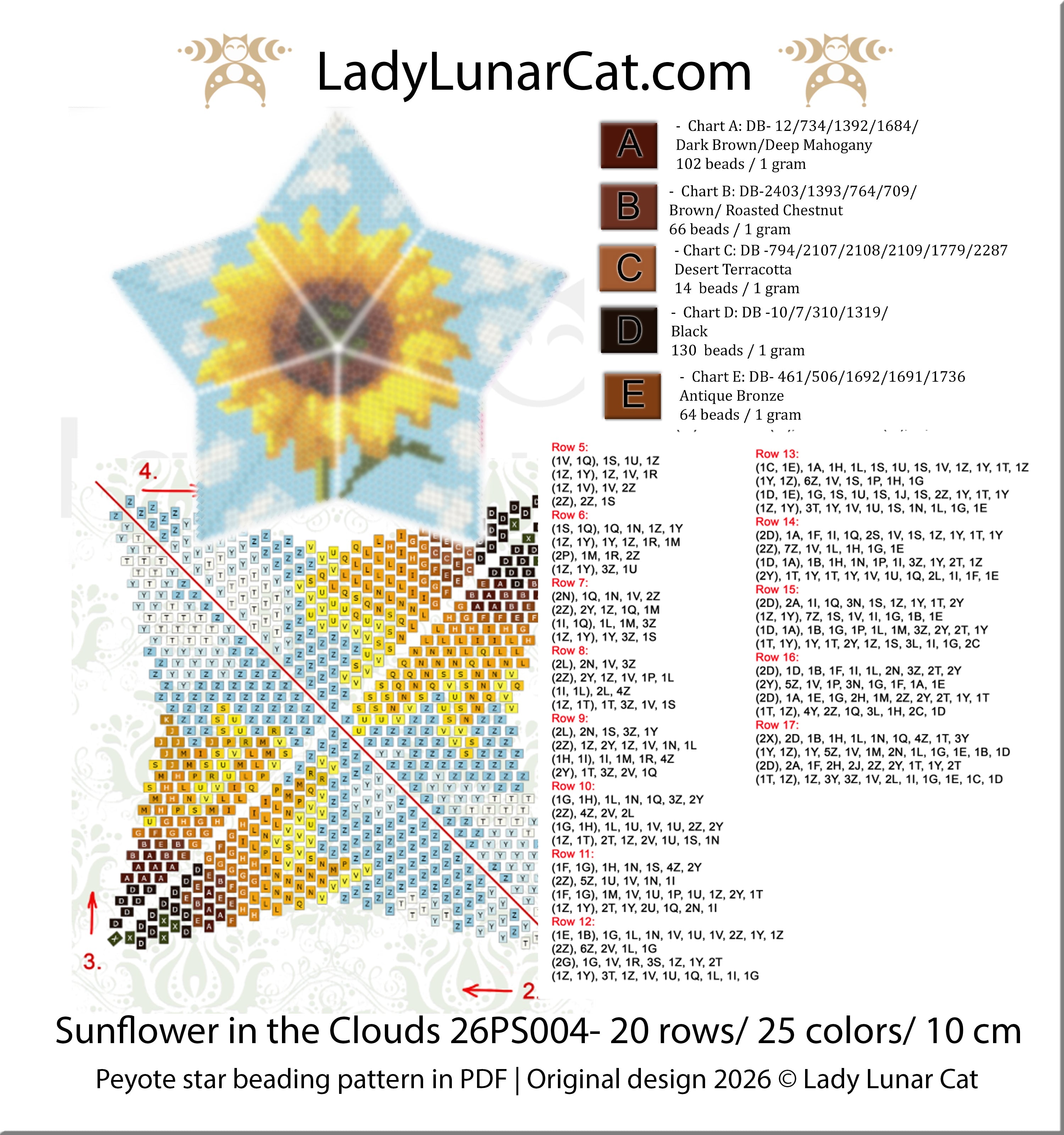 Velvet Nightfall 3D Peyote Star Beading Pattern PDF (Copy) LadyLunarCat