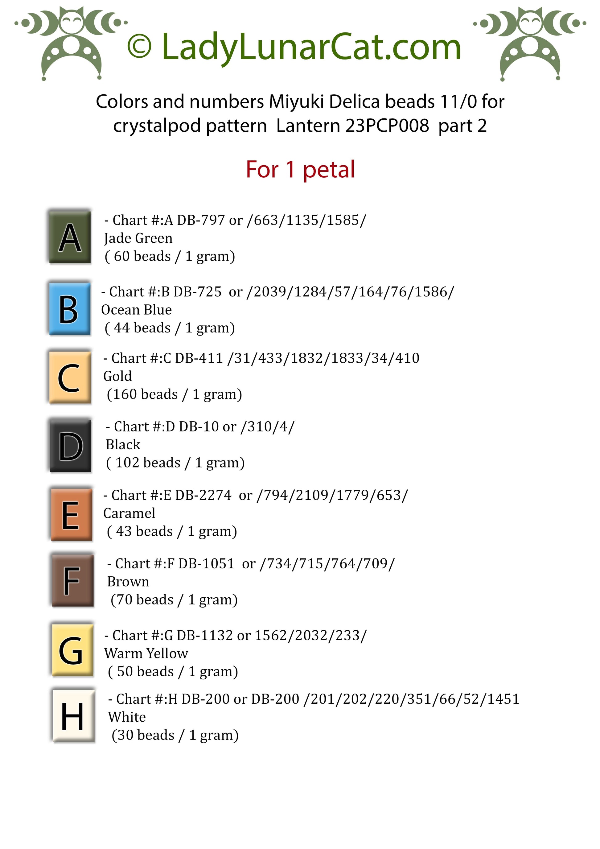 Peyote pod pattern or crystalpod pattern for beading Lantern 23PCP008 LadyLunarCat