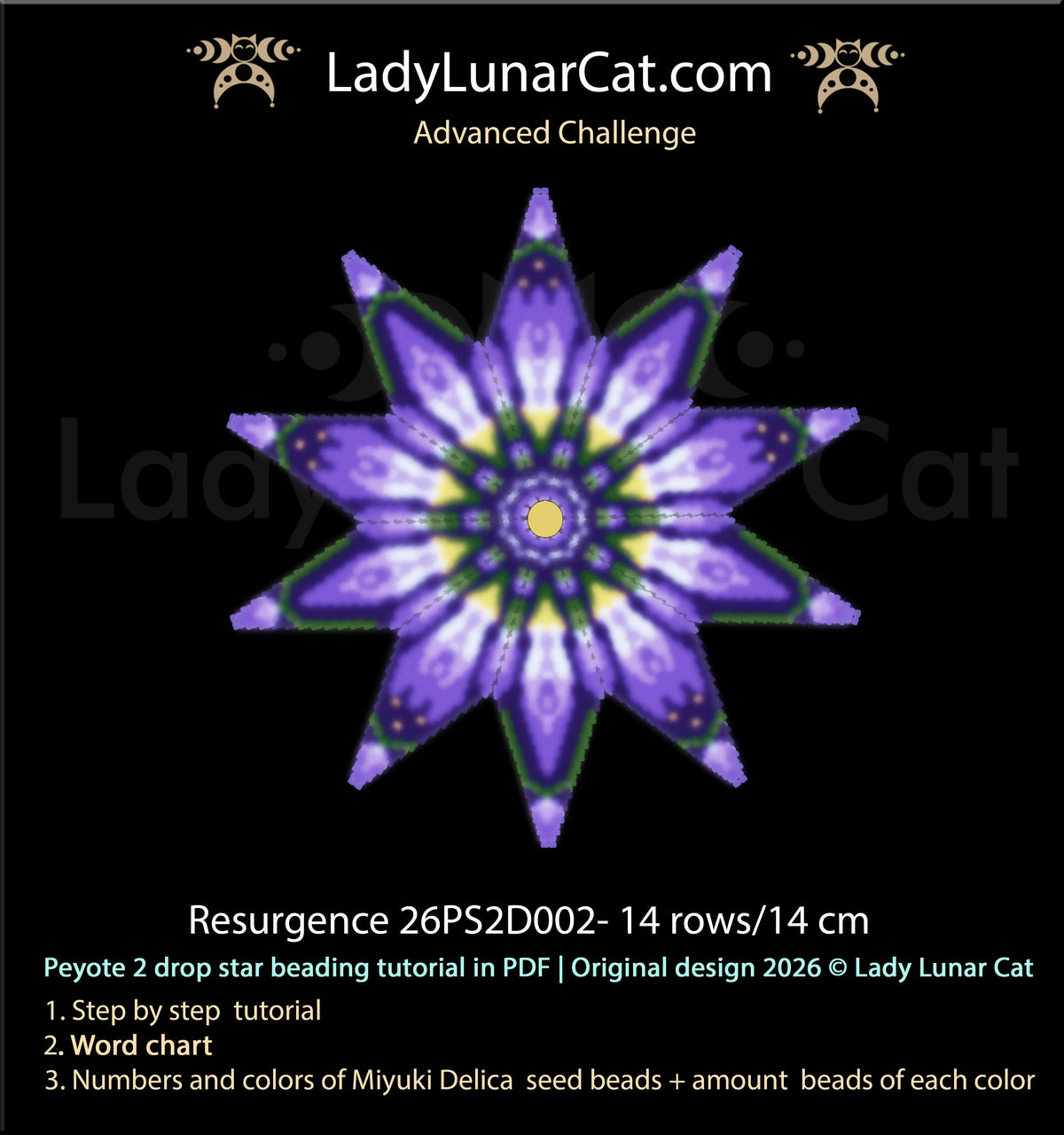 Resurgence Floral Peyote 2 Drop Star Tutorial | Advanced Challenge LadyLunarCat