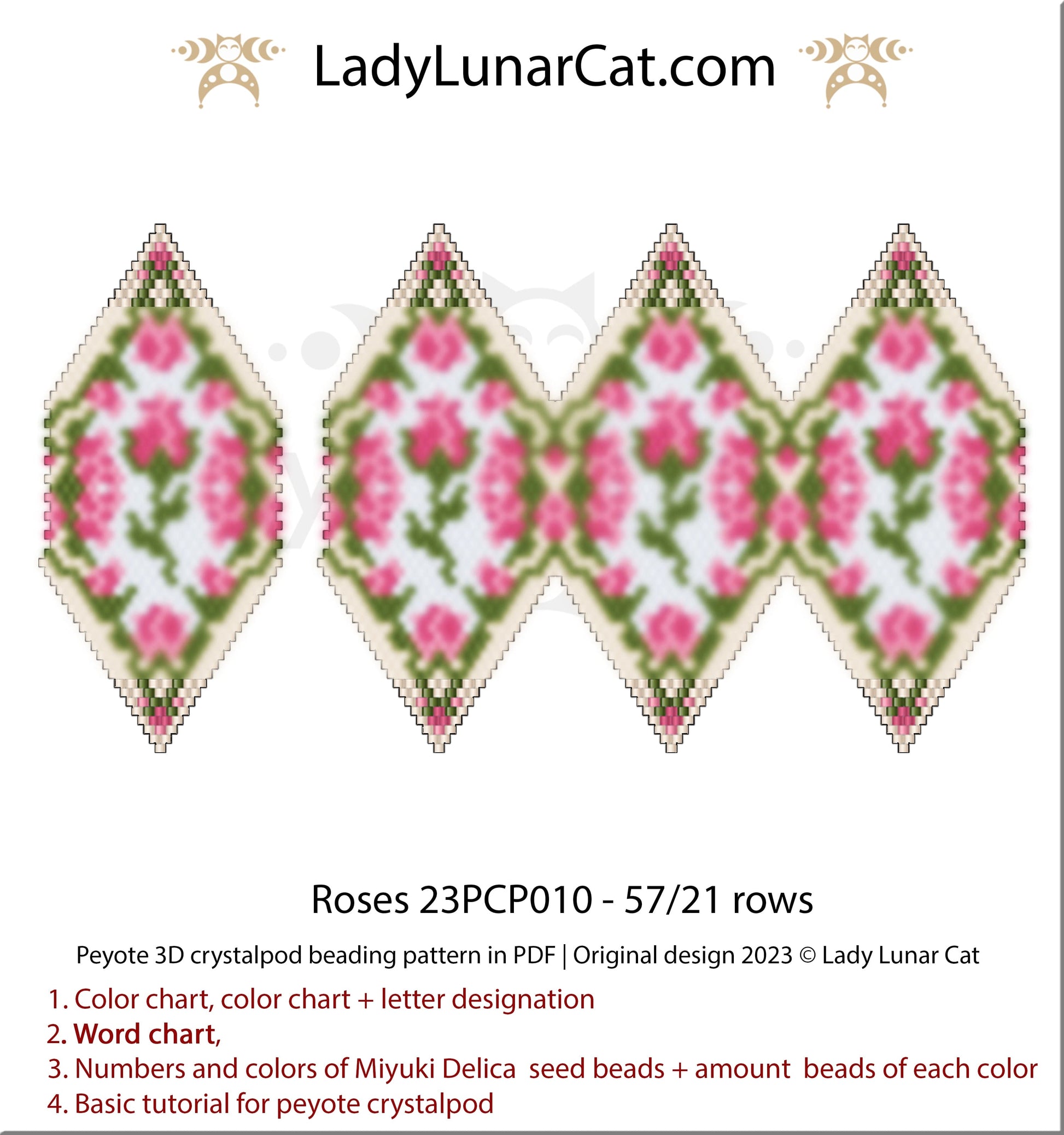 Copy of Peyote pod pattern or crystalpod pattern for beading Neon 23PCP009 LadyLunarCat