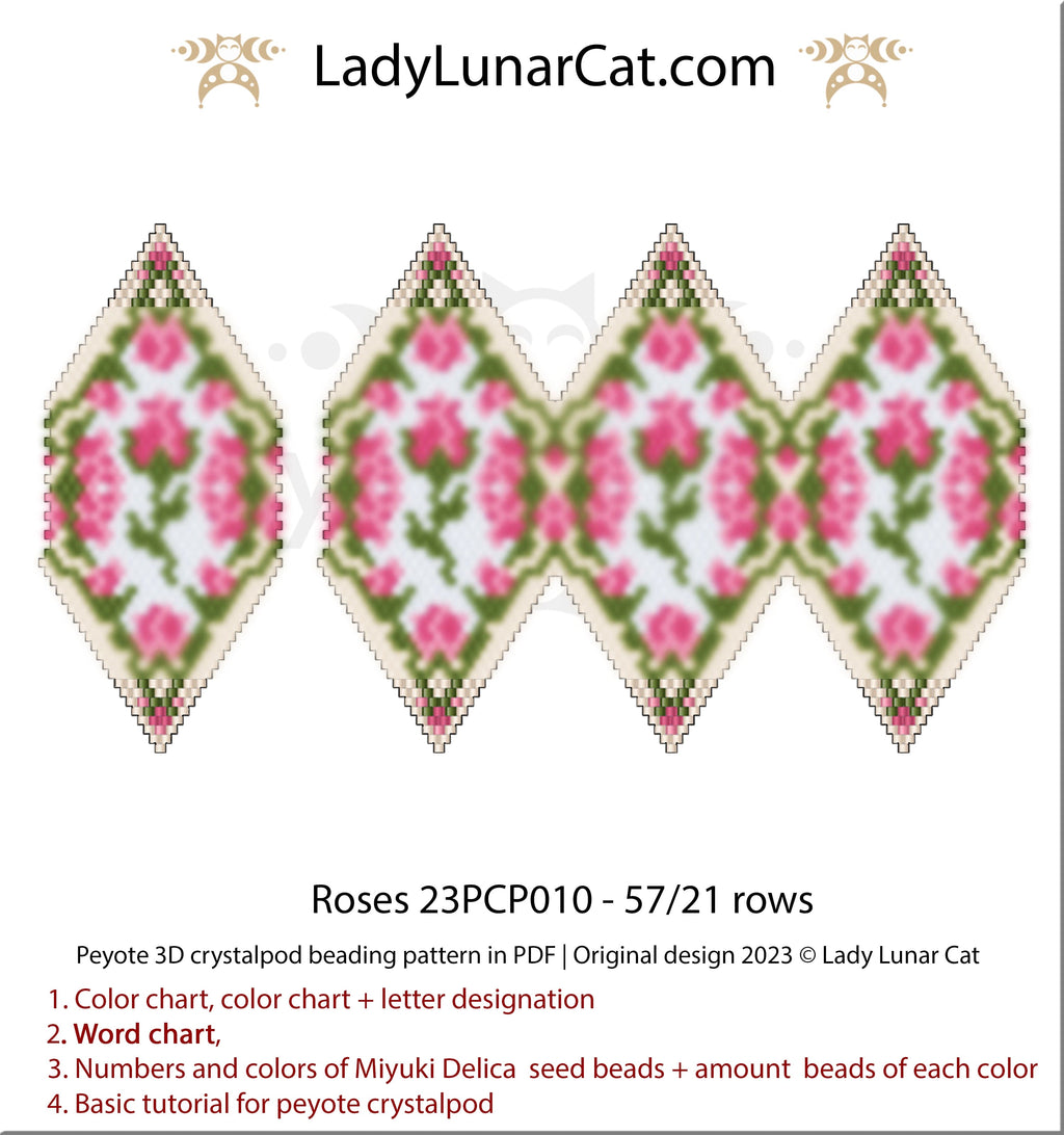 Copy of Peyote pod pattern or crystalpod pattern for beading Neon 23PCP009 LadyLunarCat