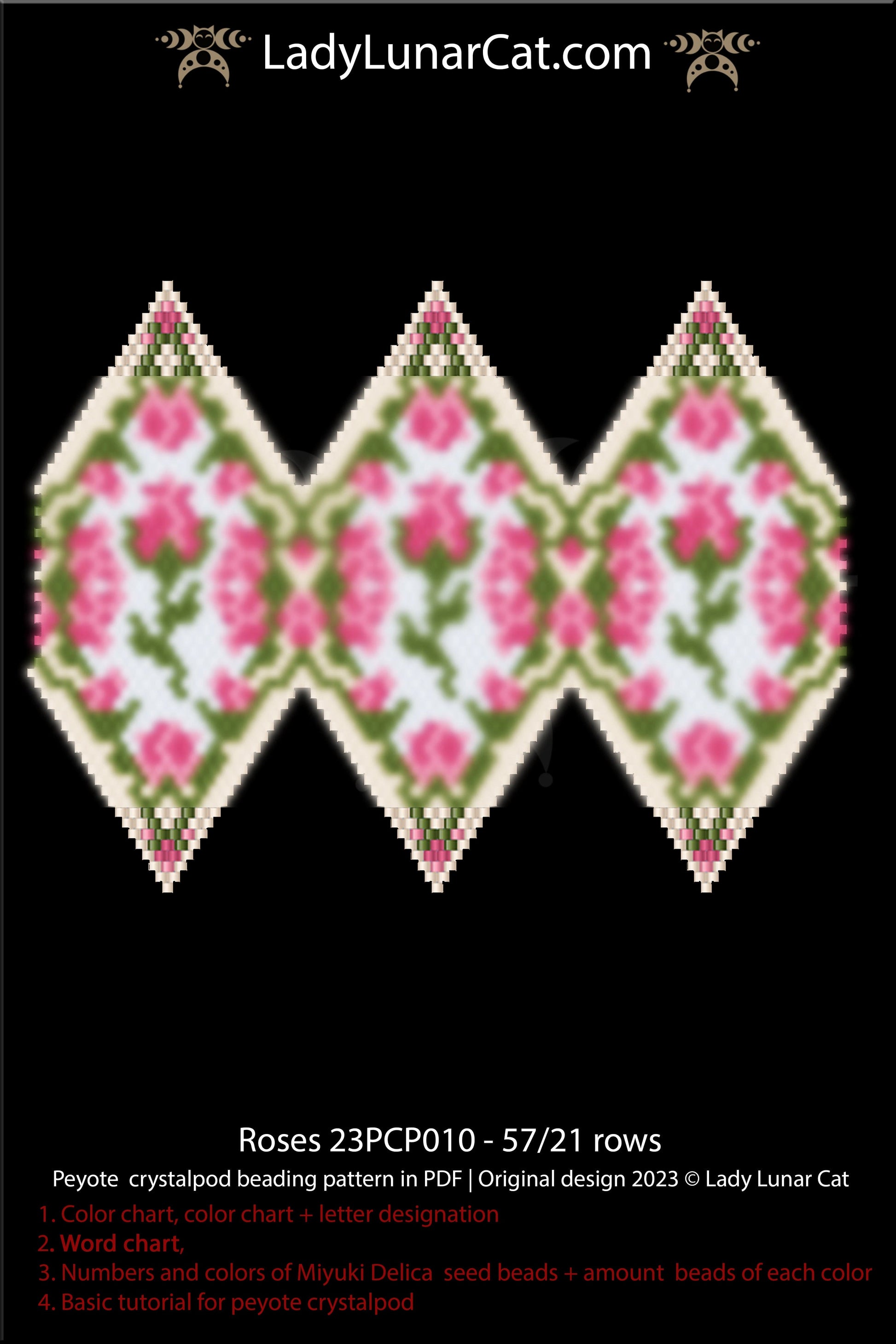 Copy of Peyote pod pattern or crystalpod pattern for beading Neon 23PCP009 LadyLunarCat