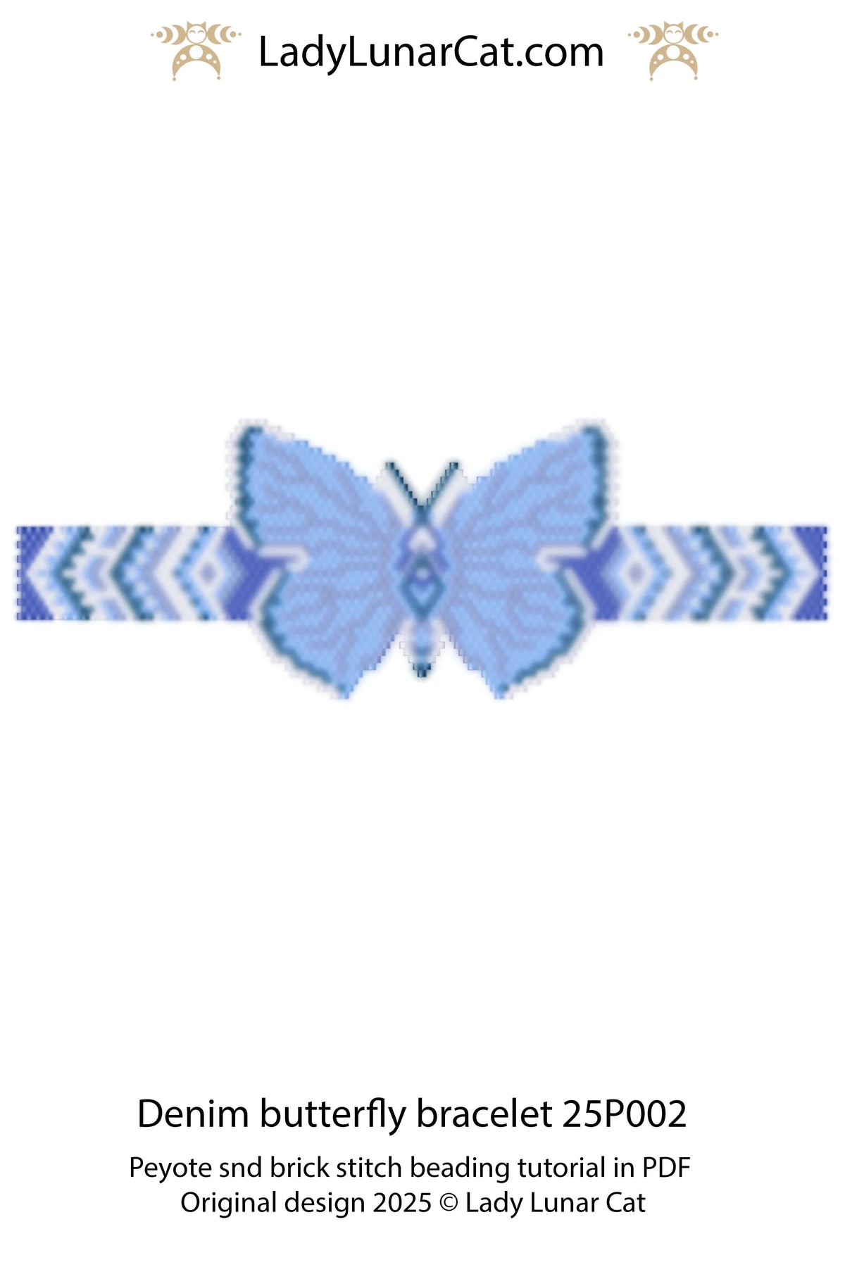 Denim Butterfly bracelet pattern - word chart and color legend included PDF LadyLunarCat