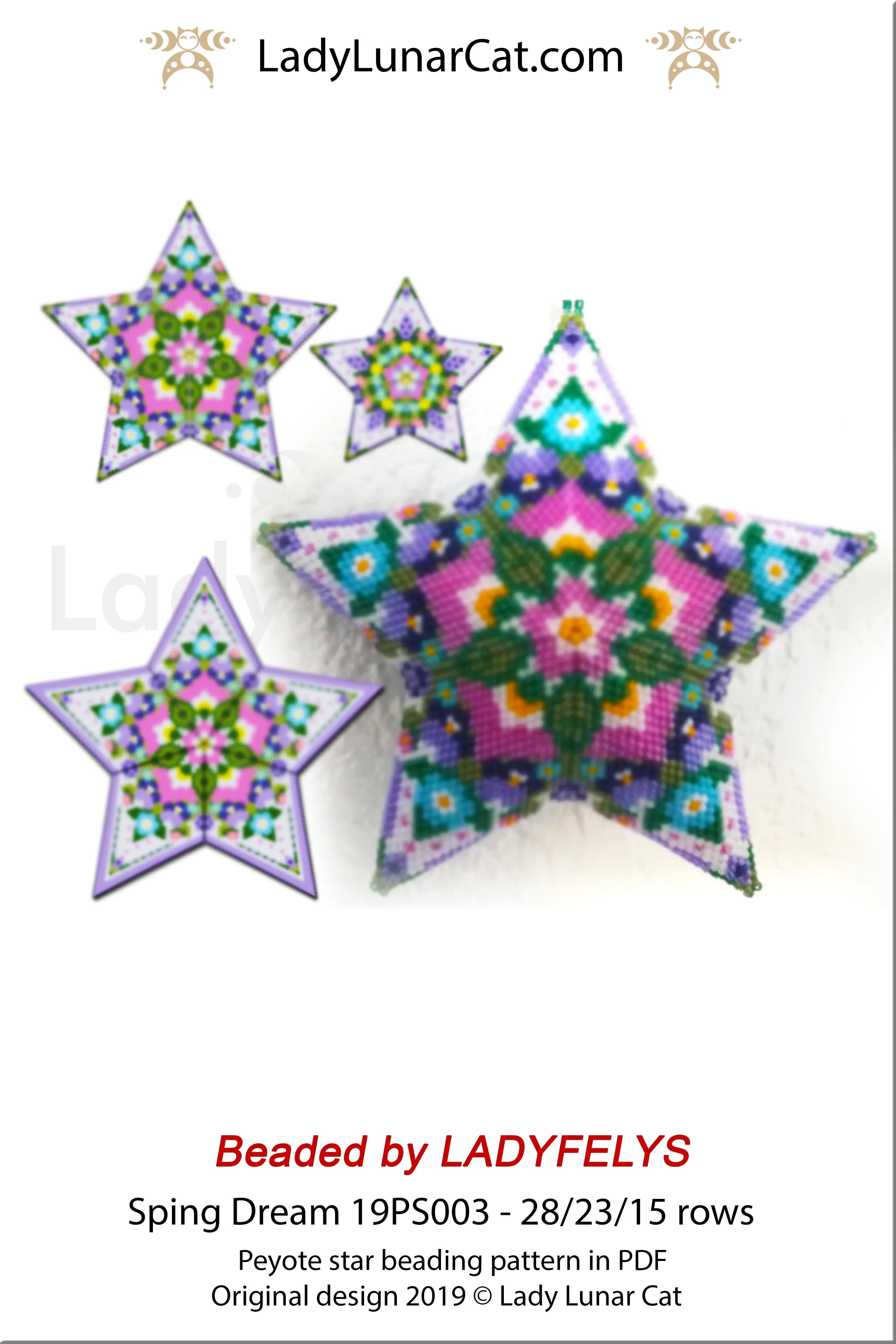 Spring Dream beaded by LADYFELYS - finished example large star spring dream LadyLunarCat