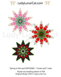 Spring in the Soul peyote 2 drop star beading pattern - 3 colorways beginner friendly PDF LadyLunarCat