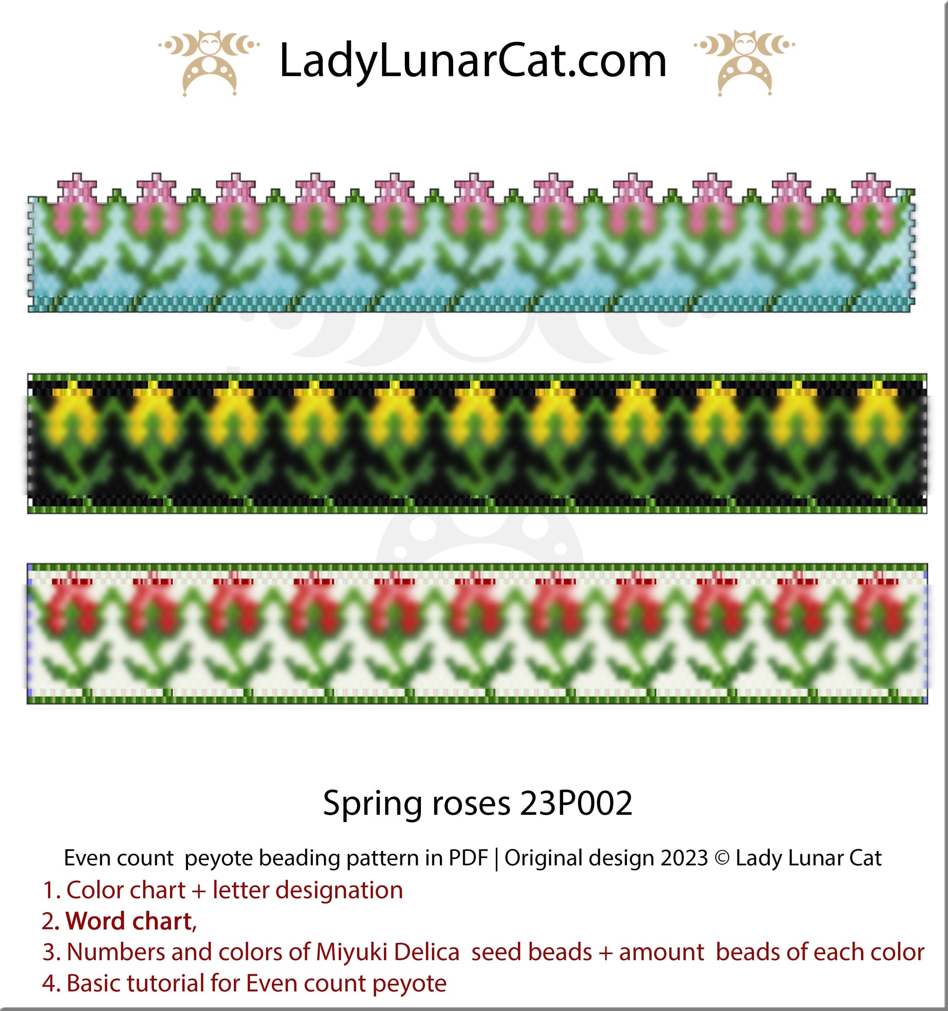 Copy of Even count peyote bracelet pattern Arcadia 22P003 LadyLunarCat