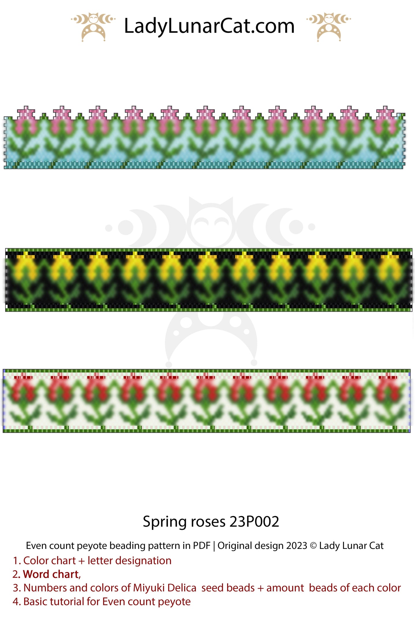 Copy of Even count peyote bracelet pattern Arcadia 22P003 LadyLunarCat